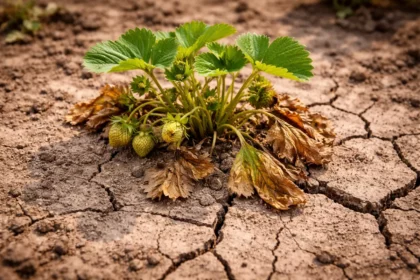 what to do if strawberry with cracked dry soil around the plant