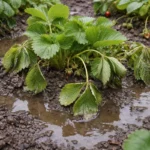 what to do if strawberry plants with wet soil around the base
