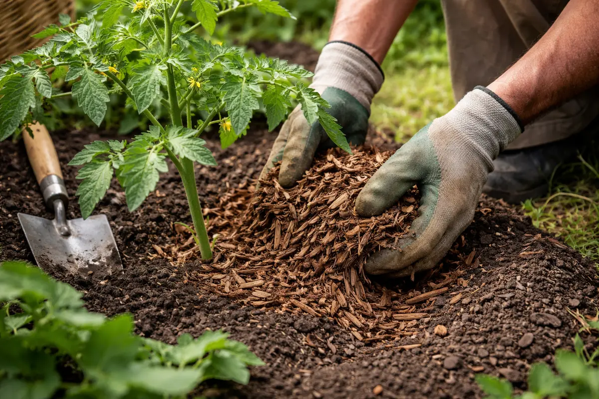 what to do if tomato plants apply mulch to protect tomato roots