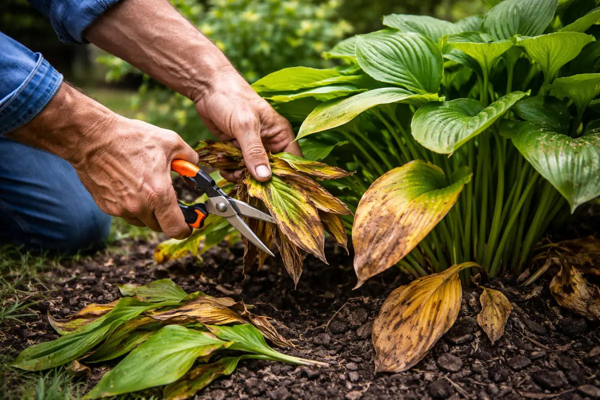 what to do if your hosta trim browning hosta leaves right away