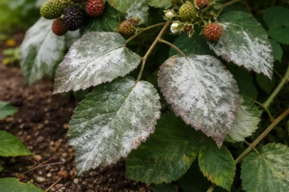 what to do when blackberry plants with fungal patches visible on foliage