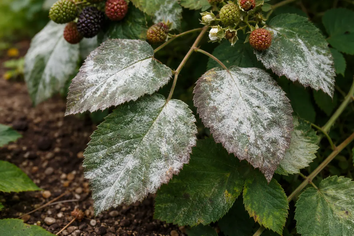 what to do when blackberry plants with fungal patches visible on foliage