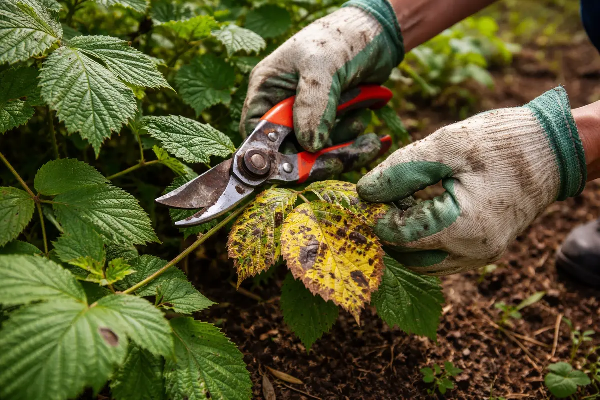what to do when blackberry plants show prune infected blackberry leaves promptly