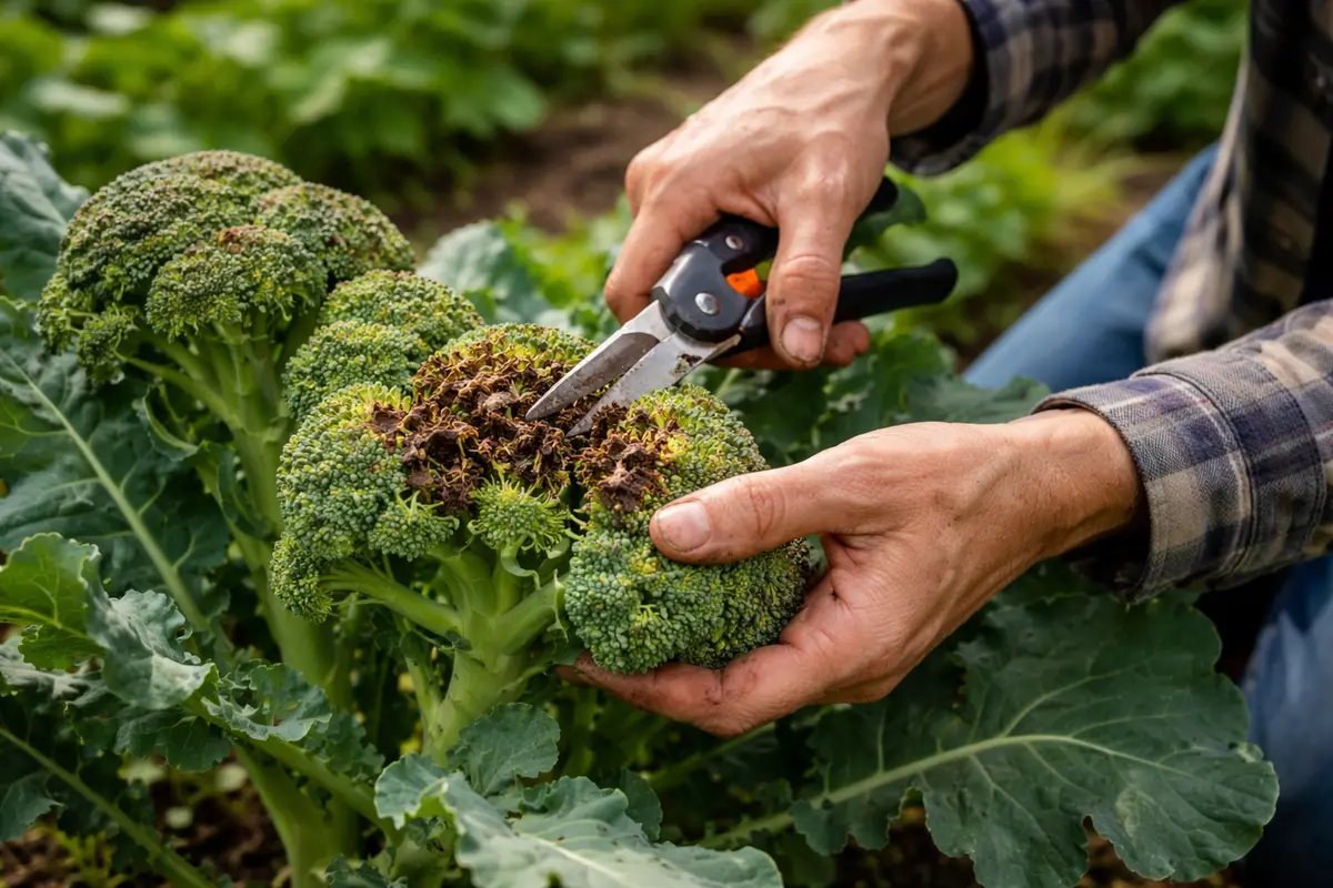 what to do when broccoli develops cut off brown broccoli patches immediately