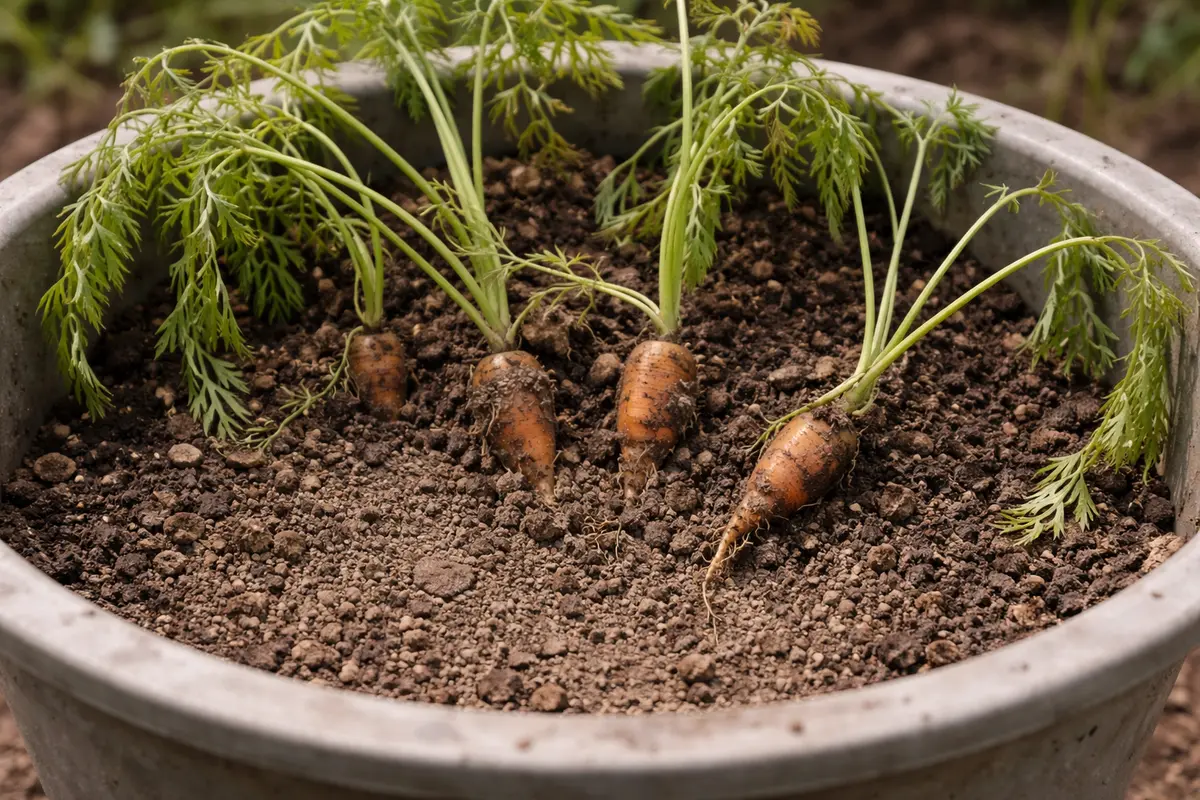 what to do when container carrots wilting visibly in real garden soil