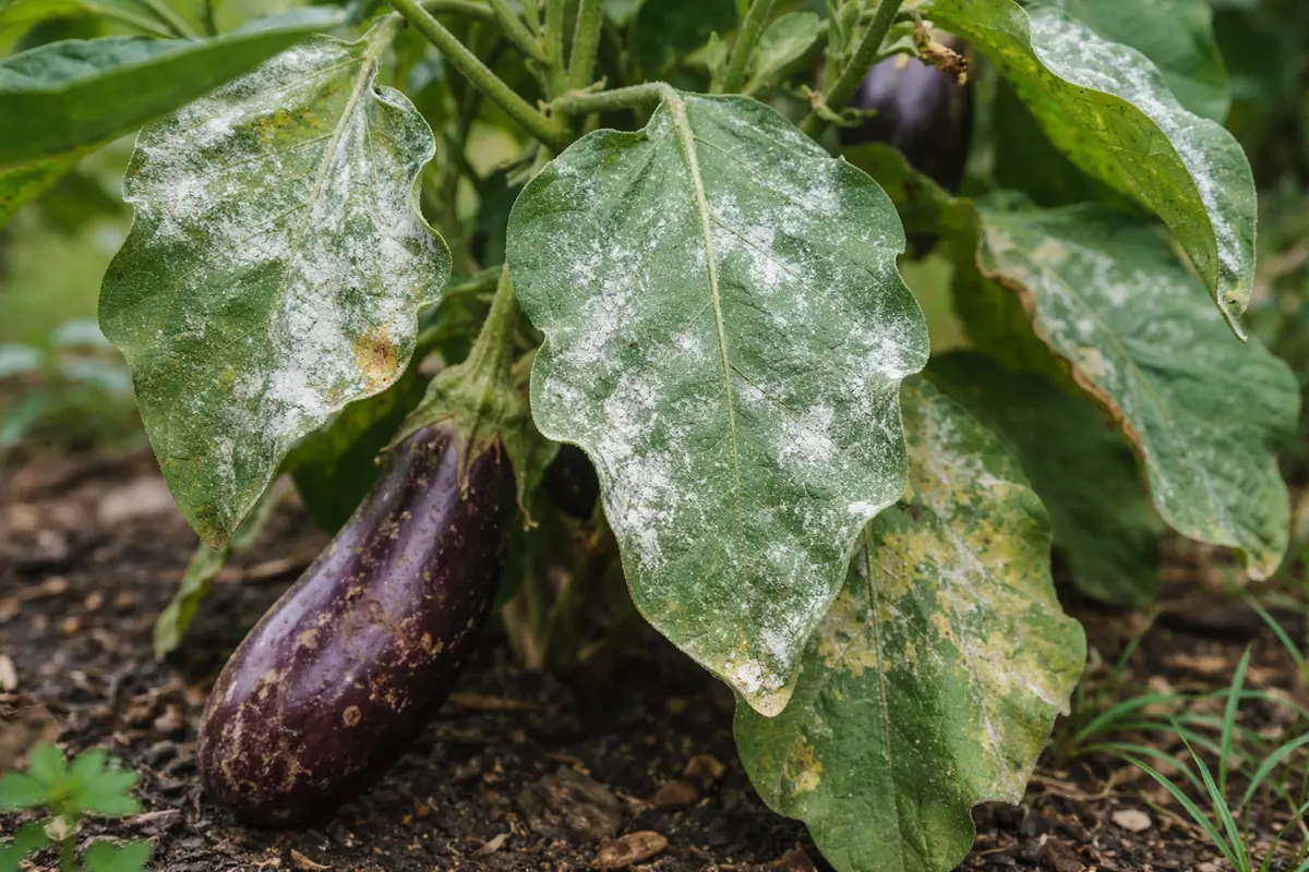 what to do when eggplants show with fungal patches visible on foliage