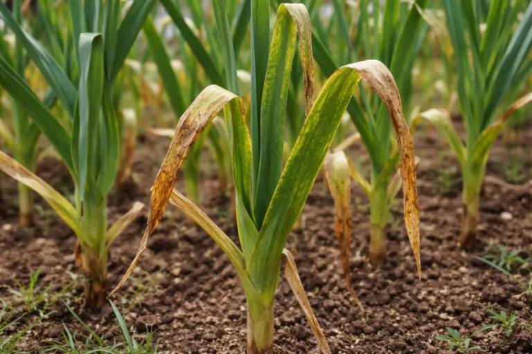 what to do when garlic with visible browning or spots on leaves