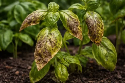what to do when herbs with visible browning or spots on leaves