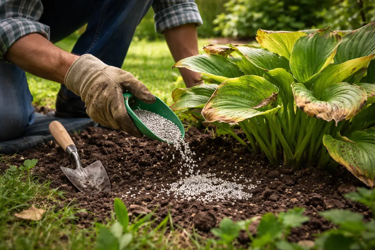 what to do when hosta leaves apply fertilizer to revive hosta growth
