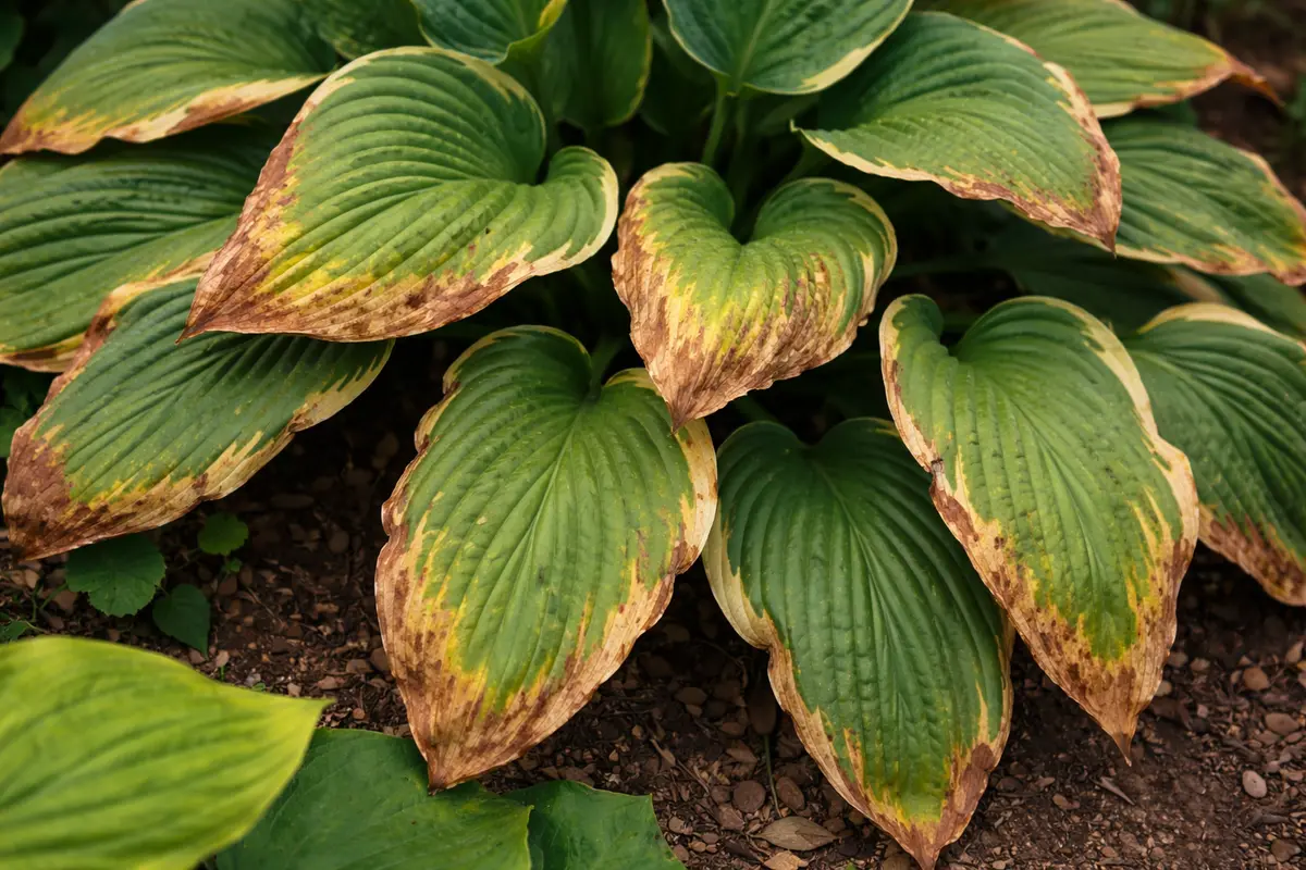 what to do when hosta with visible browning or spots on leaves