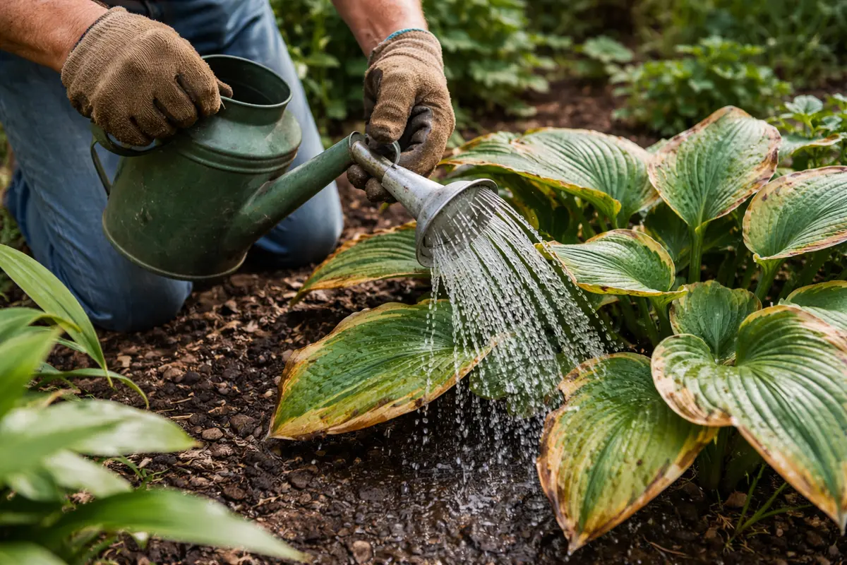 what to do when hosta leaves hydrate hosta properly during dry spells
