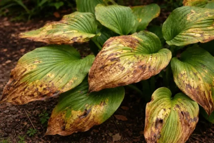 what to do when hosta with visible browning or spots on leaves