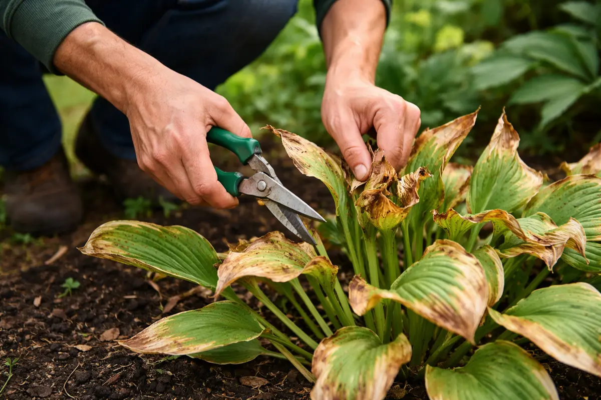 what to do when hosta trim burnt hosta leaves to encourage growth
