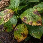 what to do when hydrangea with visible browning or spots on leaves