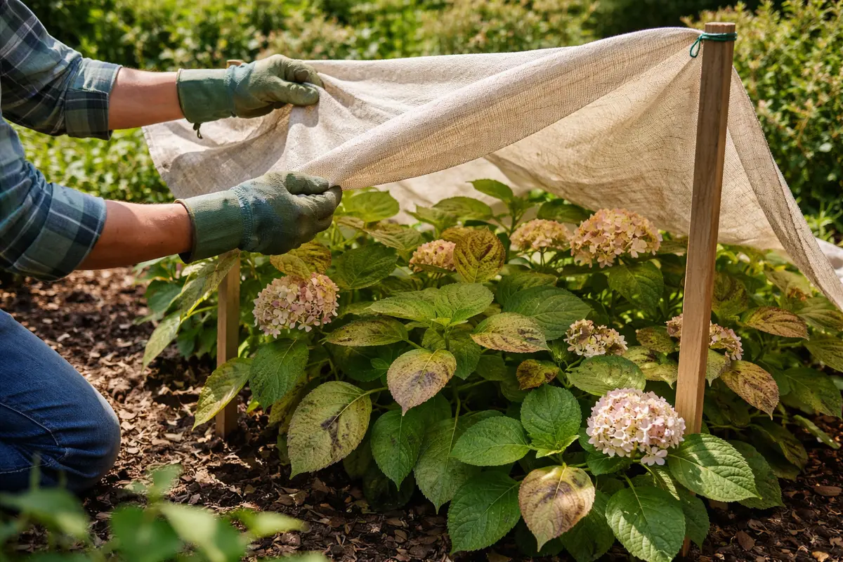 what to do when hydrangea leaves turn shield plants from summer sunburn