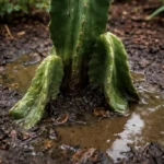 what to do when indoor cactus with wet soil around the base
