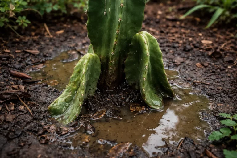 what to do when indoor cactus with wet soil around the base
