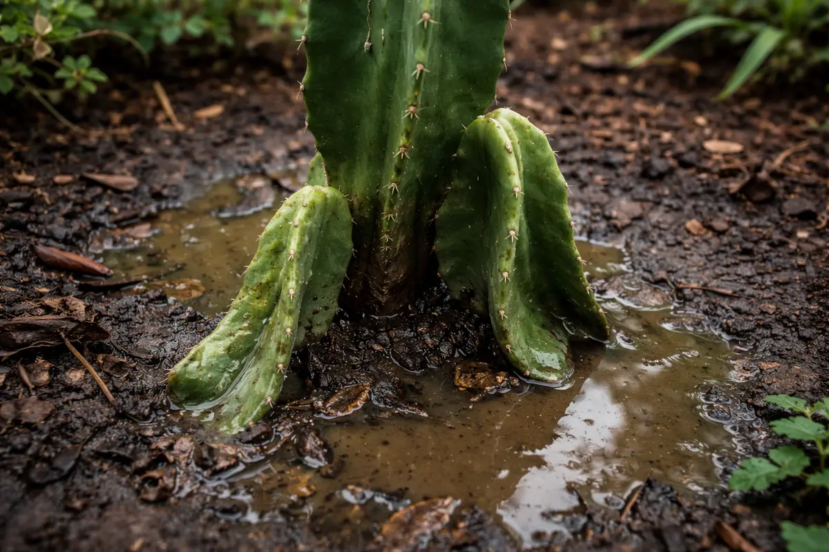 what to do when indoor cactus with wet soil around the base
