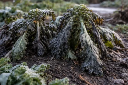 what to do when kale is with cold-damaged leaves in the garden