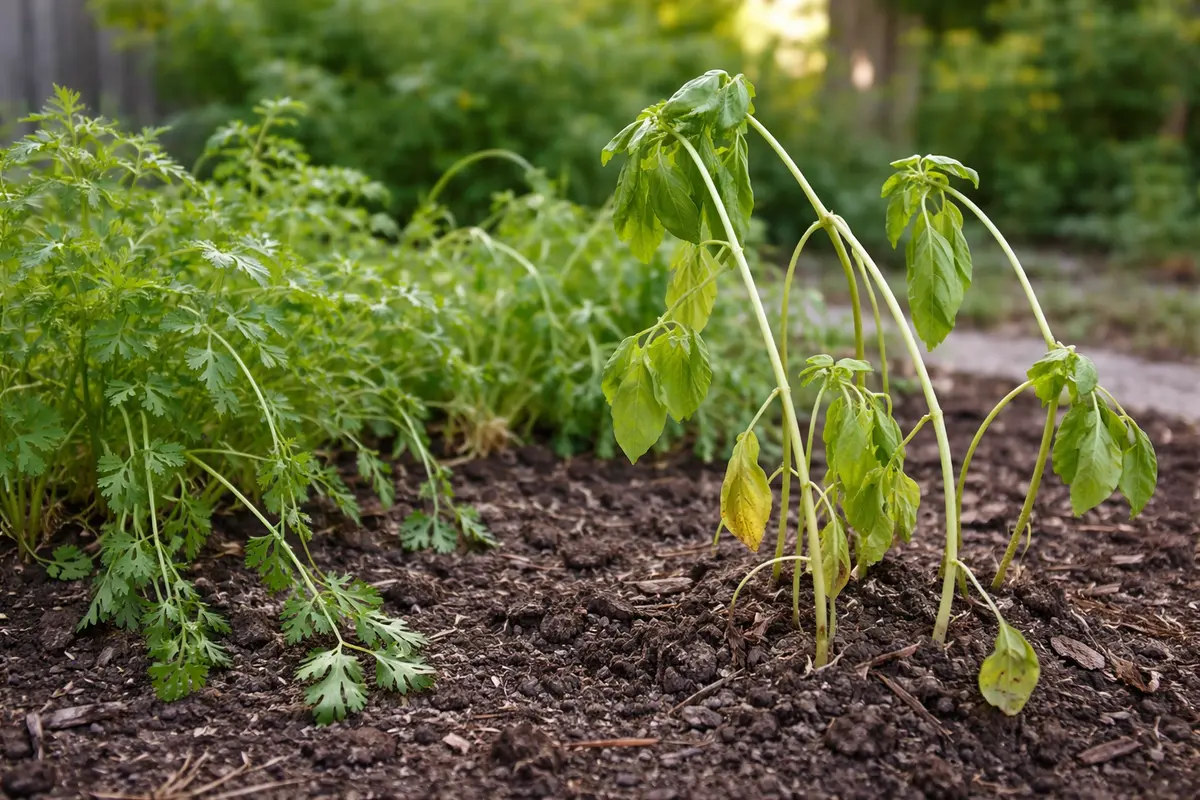 what to do when leggy growth wilting visibly in real garden soil