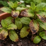 what to do when mint with visible browning or spots on leaves