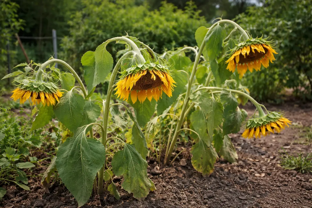 what to do when my sunflower wilting visibly in real garden soil