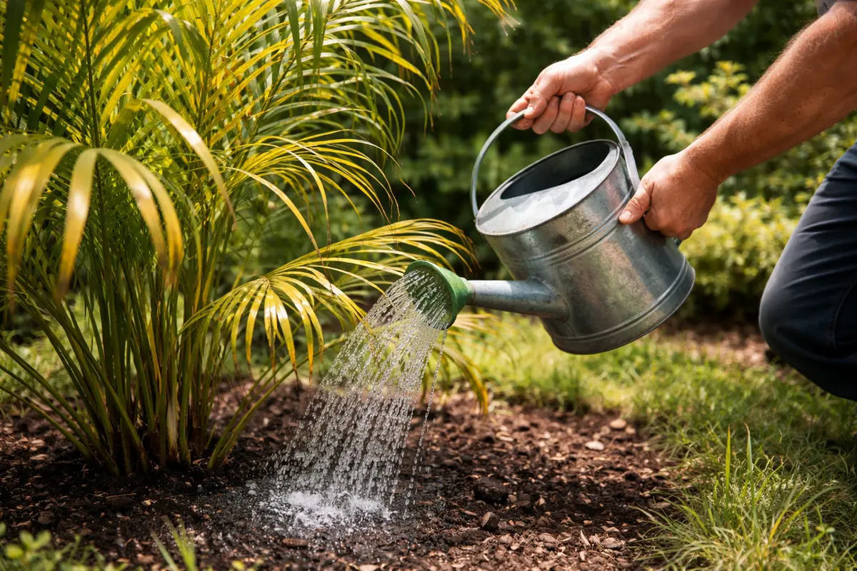 what to do when palm fronds water palm deeply to promote recovery