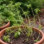 what to do when potted herbs wilting visibly in real garden soil