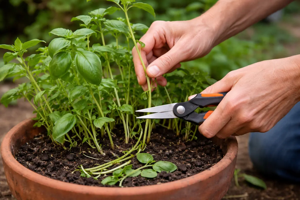 what to do when potted herbs develop trim leggy herb stems promptly