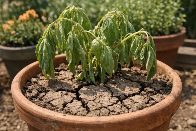 what to do when potted herbs wilting visibly in real garden soil