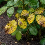 what to do when rose with visible browning or spots on leaves