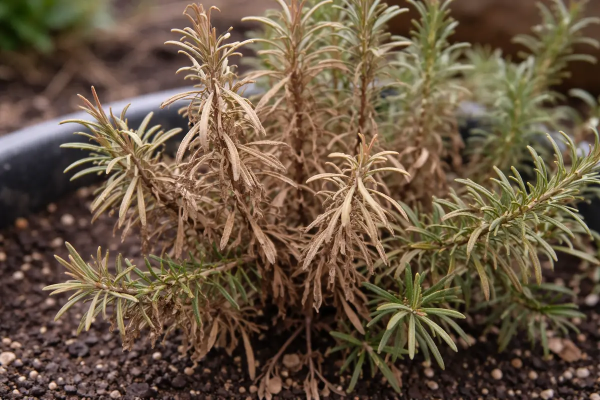 what to do when rosemary with visible browning or spots on leaves