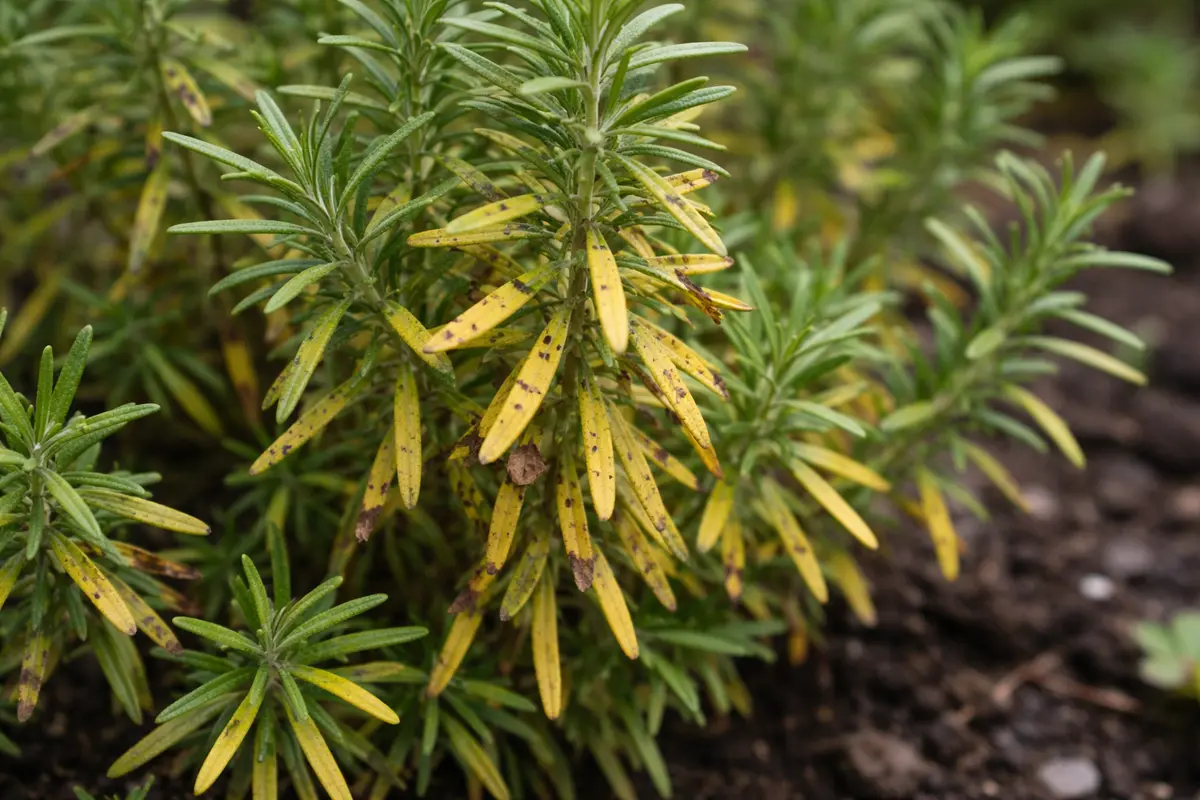 what to do when rosemary with visible browning or spots on leaves