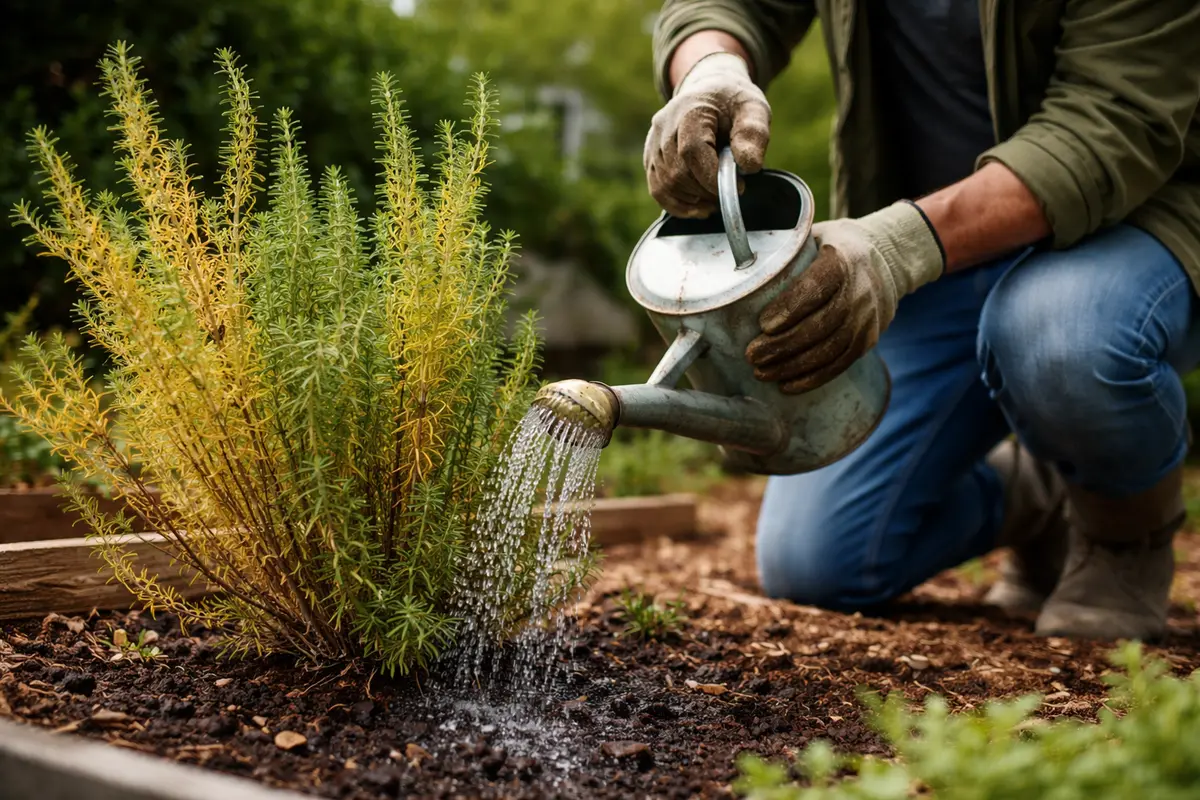 what to do when rosemary turns water rosemary to revive yellowing foliage