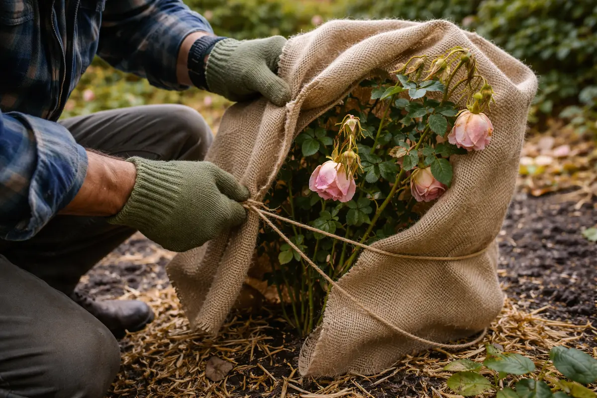 what to do when roses droop wrap roses to shield from cold