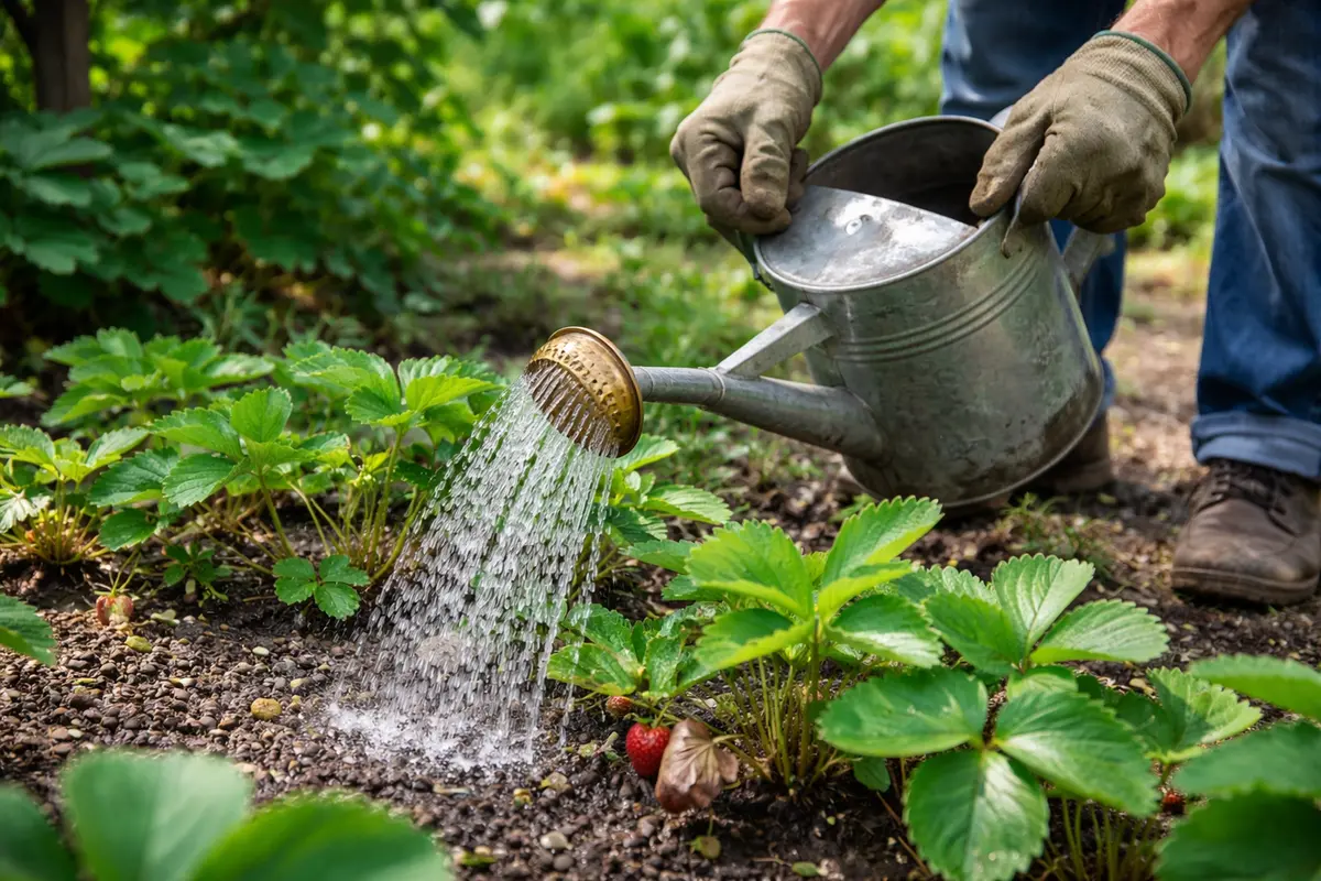 what to do when strawberry plants water deeply to prevent summer stress