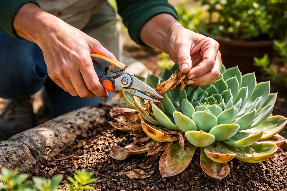 what to do when succulent leaves turn trim brown leaves from succulents