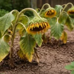 what to do when sunflower heads wilting visibly in real garden soil