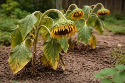 what to do when sunflower heads wilting visibly in real garden soil
