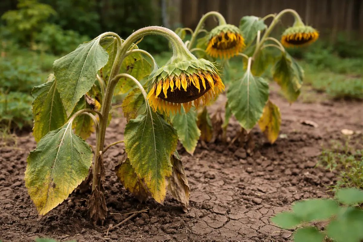 what to do when sunflower heads wilting visibly in real garden soil