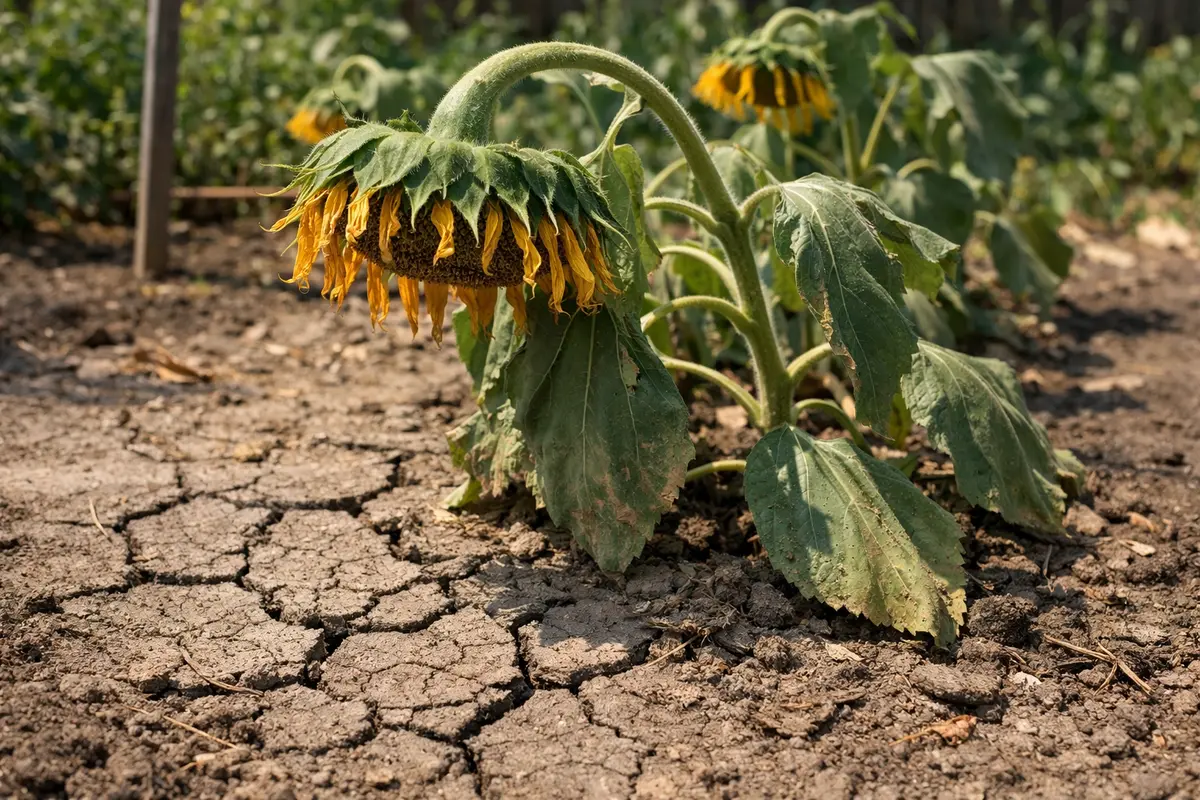 what to do when sunflower heads wilting visibly in real garden soil