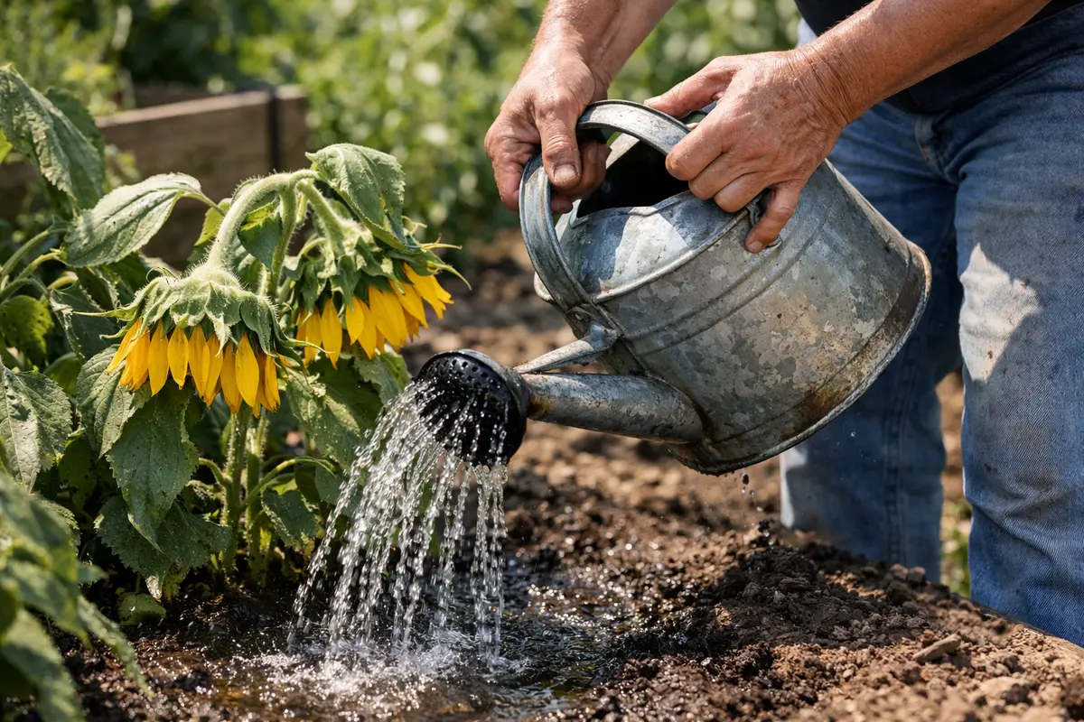 what to do when sunflower heads droop water sunflowers deeply in heat
