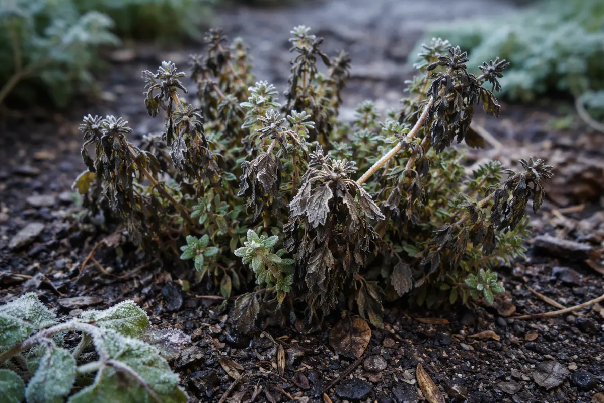 what to do when thyme turns with cold-damaged leaves in the garden