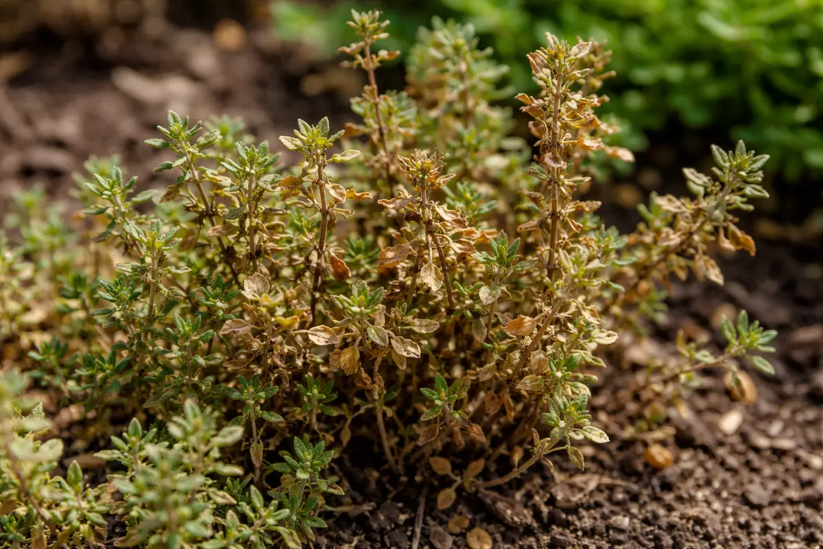 what to do when thyme with visible browning or spots on leaves