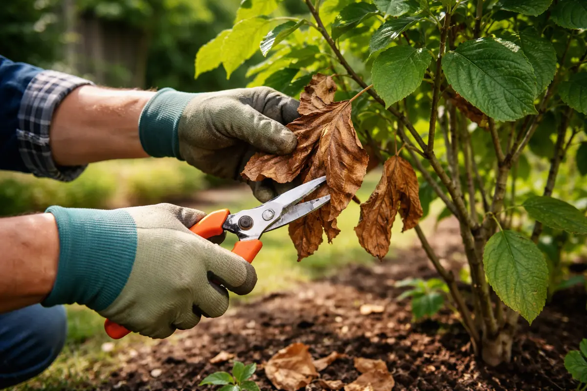 what to do when tree leaves turn trim off brown leaves quickly