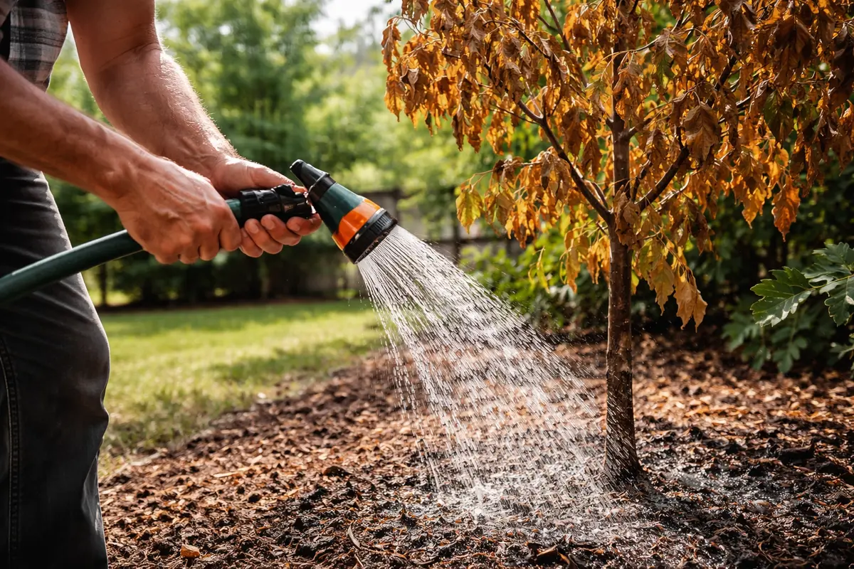 what to do when tree leaves water trees to revive brown foliage