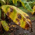 why are my banana plants with visible browning or spots on leaves