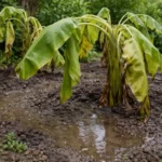 why are my banana plants wilting wilting visibly in real garden soil