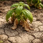 why are my basil plants with cracked dry soil around the plant