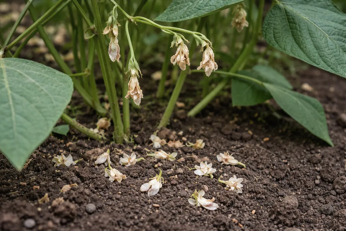 why are my bean plants not with dropped blossoms around the stems